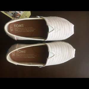 Big Girls Pink Striped Espadrilles - Toms - 12